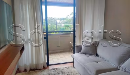 Flat estilo residencie disponível para locação contendo 90m², 3 dorme e 2 vagas em Alphaville.