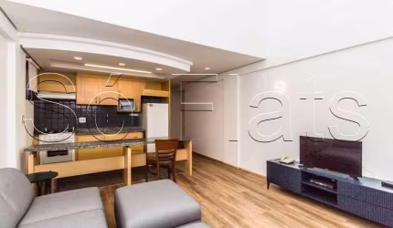 Flat disponível para locação duplex na melhor região de Moema com 53m², 1 dormitório e 1 vaga.