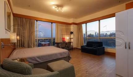 Flat Wyndham Nortel disponível para locação com 39m², 01 dorm e 01 vaga de garagem.