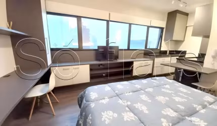 Flat disponível para locação contendo 25m², 1 dormitório e 1 vaga de garagem no Jardim Paulista.