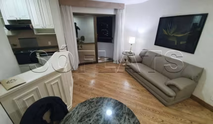 Mobiliado com serviços a alguns passos da Avenida Paulista com 48m², cozinha completa sem burocracia