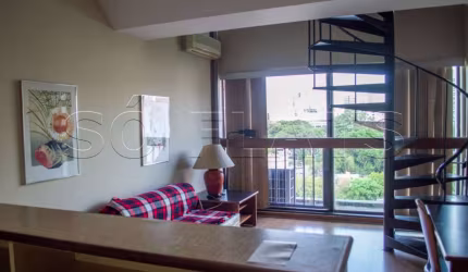 Flat no Jardins com 56m², com serviços, sem burocracia na locação a 100 metros da Av. Paulista.