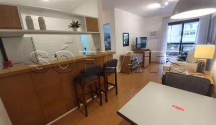 Flat com 1 dorm reformado com camareira, tv a cabo e garagem ao lado da Av Paulista. Consulte-nos.