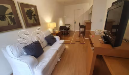 Flat com 1x dormitório reformado com camareira, tv a cabo e garagem ao lado da Av. Paulista.