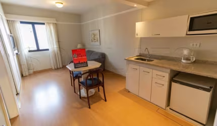 Flat no Jardins para Locação com 1 dormitório sendo 1x suíte, serviços e vaga de garagem.