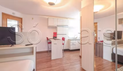 Flat Interative no Jardins disponível para locação contendo 1 dormitório e 1 vaga de garagem