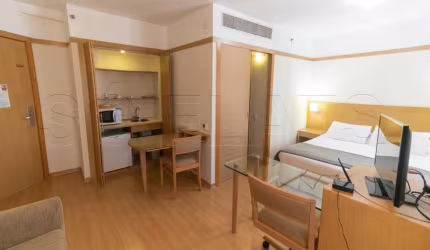 Flat Paulista Classic com 28m² contendo 1 dorm. e 1 vaga de garagem para locação