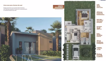Casa residencial para Venda em condominio Haus, na Avenida Bitencourtt, Feira de Santana, 2 quartos, 1 sala, 1 banheiro, 1 vaga 131,76 m² área total