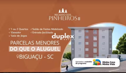 APARTAMENTO 2 DORMITÓRIOS NO JANAÍNA EM BIGUAÇU, ENTRADA EM 36X