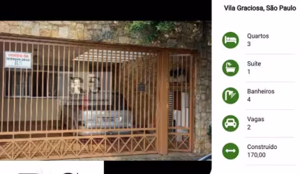 Casa para Venda em São Paulo, Vila Graciosa, 3 dormitórios, 1 suíte, 4 banheiros, 2 vagas