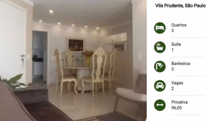 Apartamento 3 Quartos para Venda em São Paulo, Vila Prudente, 3 dormitórios, 1 suíte, 3 banheiros, 2 vagas
