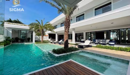 Casa de luxo com 7 suítes - área de lazer com piscina, sauna, churrasqueira e salão de jogos - 6 vagas - Praia do Pernambuco, Guarujá