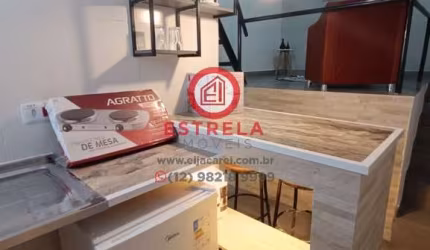 Kitnet Dúplex mobiliada  para Locação em Jacareí, próxima do Pastel Pacheco no Bairro Do Colônia em Jacareí/SP