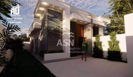Casa de praia linear em rua asfaltada com acesso à praia de Itapebussus