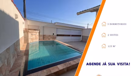 Excelente Casa a 500 metros da praia com Piscina e Churrasqueira