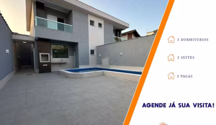Excelente Oportunidade: Sobrado Novo com 3 Suítes e Piscina - Lado Praia na Vila Tupi, Praia Grande!