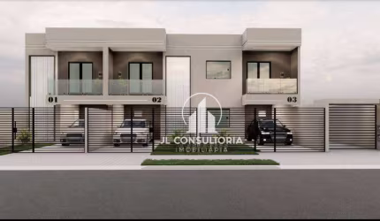 Sobrado com três quartos no Pinheirinho Nessa fase de obra Sinal de R$ 100 mil
