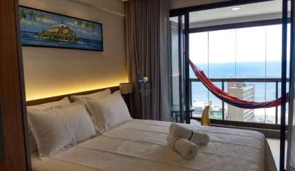 APARTAMENTO ESTÚDIO NA BARRA COM 24 METROS ANDAR ALTO. RUA MARQUES DE CARAVELAS  VISTA MAR PORTEIRA FECHADA.