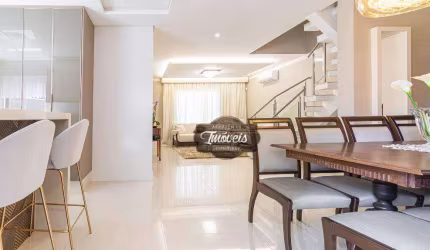 Sobrado Triplex à venda, seminovo e semimobiliado, 235m², ático, churrasqueira gourmet, perto Carrefour, Portão, Curitiba/PR