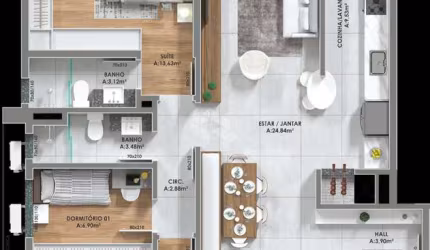 Apartamento com 3 Dormitórios (1 suíte) no Botafogo
