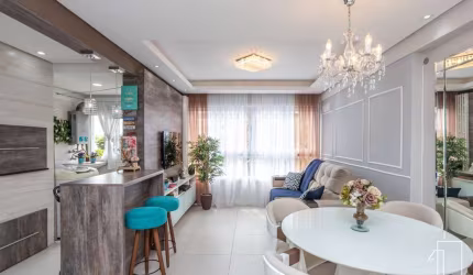 Apartamento 2 dormitórios, Centro de Canoas, 1 suíte, semimobiliado e decorado com churrasqueira  e vaga coberta, aceita Financiamento e FGTS
