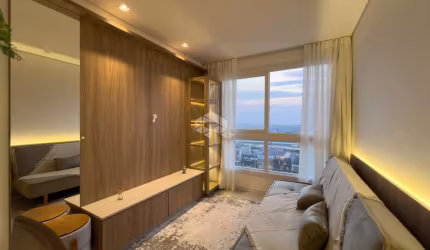 Apartamento de 1 dormitório, mobiliado e decorado, com 46,44m², churrasqueira