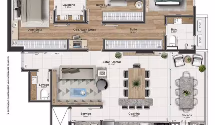 Apartamento com 3 suítes em Kobrasol-SJ