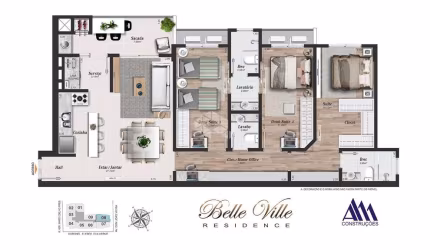Apartamento com 3 suítes em Kobrasol-SJ