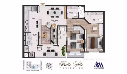 Apartamento com 2 suítes em Kobrasol-SJ
