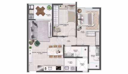 Apartamento 2 dormitórios em Abraão, Florianópolis-SC