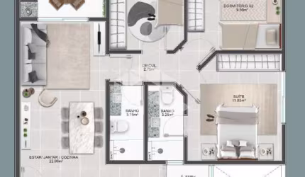 Apartamento 3 dormitórios em Abraão, Florianópolis-SC