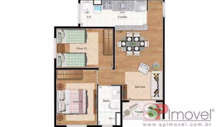 Apartamento zona norte 50m 2 dormitorios com lazer completo Semi-momiliado
