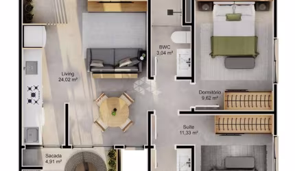 APARTAMETO A VENDA  2 DORMITÓRIOS COM SACADA