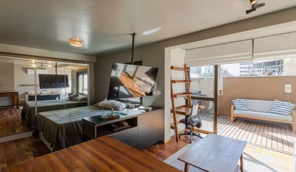 Apto estilo loft 1 dormitório, 2 vagas, terraço