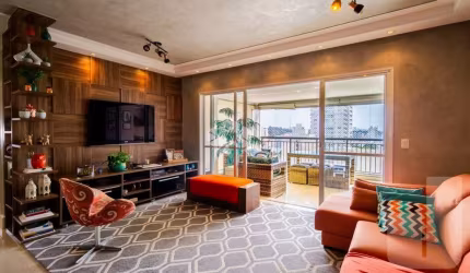 Apto 94m², mobiliado, 2 dorms, 1 suíte, varanda gourmet, 2 vagas na Vila Romana.