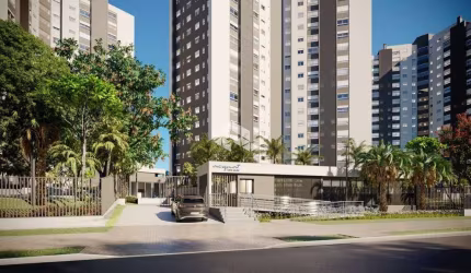 Apartamento de 52m²  com 2 quartos, sendo 1 suíte, cozinha integrada à sala