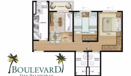 Apartamento 51,31m², 2 dormitórios no bairro São Sebastião, Porto Alegre