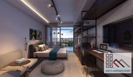 Studio 1 Dormitório (33,2m²), 1 Banheiro Social, Terraço.  Próximo da estação Campo Belo