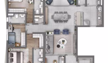Apartamento 3 dormitórios (143,20m²), 3 Suítes, Varanda gourmet, 2 vagas. Próximo do Shopping JK Iguatemi