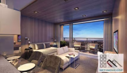 Apartamento 1 dormitório (56,6m²), 1 Banheiro, 1 Vaga, Terraço. Lindíssima vista panorâmica para a cidade