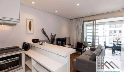Apartamento 1 Dormitório (62m²), 1 Suíte, Varanda, Mobiliado e Decorado, 1 Vaga. Próximo do Shopping JK Iguatemi