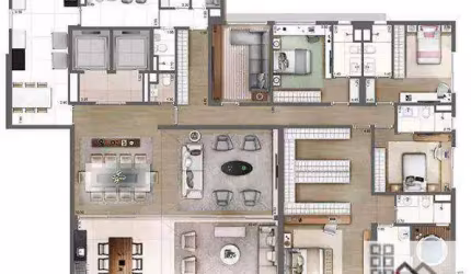 APARTAMENTO 4 DORMITÓRIOS (343m²), 4 SUÍTES, VARANDA, 5 VAGAS. PRÓXIMO DO SHOPPING VILA OLÍMPIA
