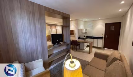 Flat/apartamento de 1 dormitório, com mobília completa.  Total estrutura de lazer, serviços e comércio na melhor localização da cidade. 1 vaga de garagem.