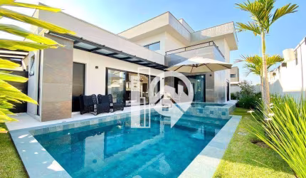 Casa luxuosa e mobiliada em condomínio 4 suítes com escritório e piscina à venda, 332 m² Jardim do Golfe 3 - SJCampos/SP