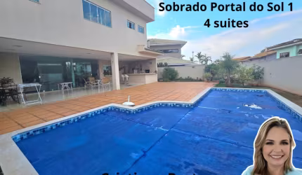 Sobrado com 4 suites, 1 master com banheira, lazer com piscina, varanda gourmet com churrasqueira, terreno com 492 m
