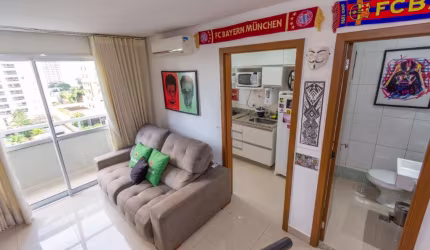 - Duplex de 1 quarto no Setor Bueno - Área: 54 m² com lazer exuberante , mobiliado