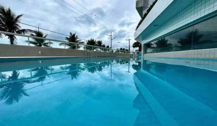 Apartamento com 1 dormitório, sala com ampla sacada vista mar no Bairro Maracanã em Praia Grande