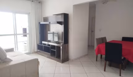Apartamento para locação na Guilhermina, Praia Grande-SP: 2 quartos, 1 suíte, 2 salas, 2 banheiros, 1 vaga, 92m².