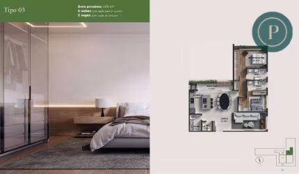 Apartamento moderno com 2 suítes no Ahú