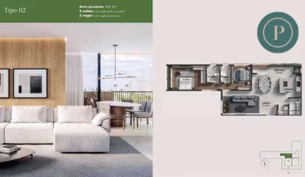 Apartamento moderno com 2 suítes no Ahú